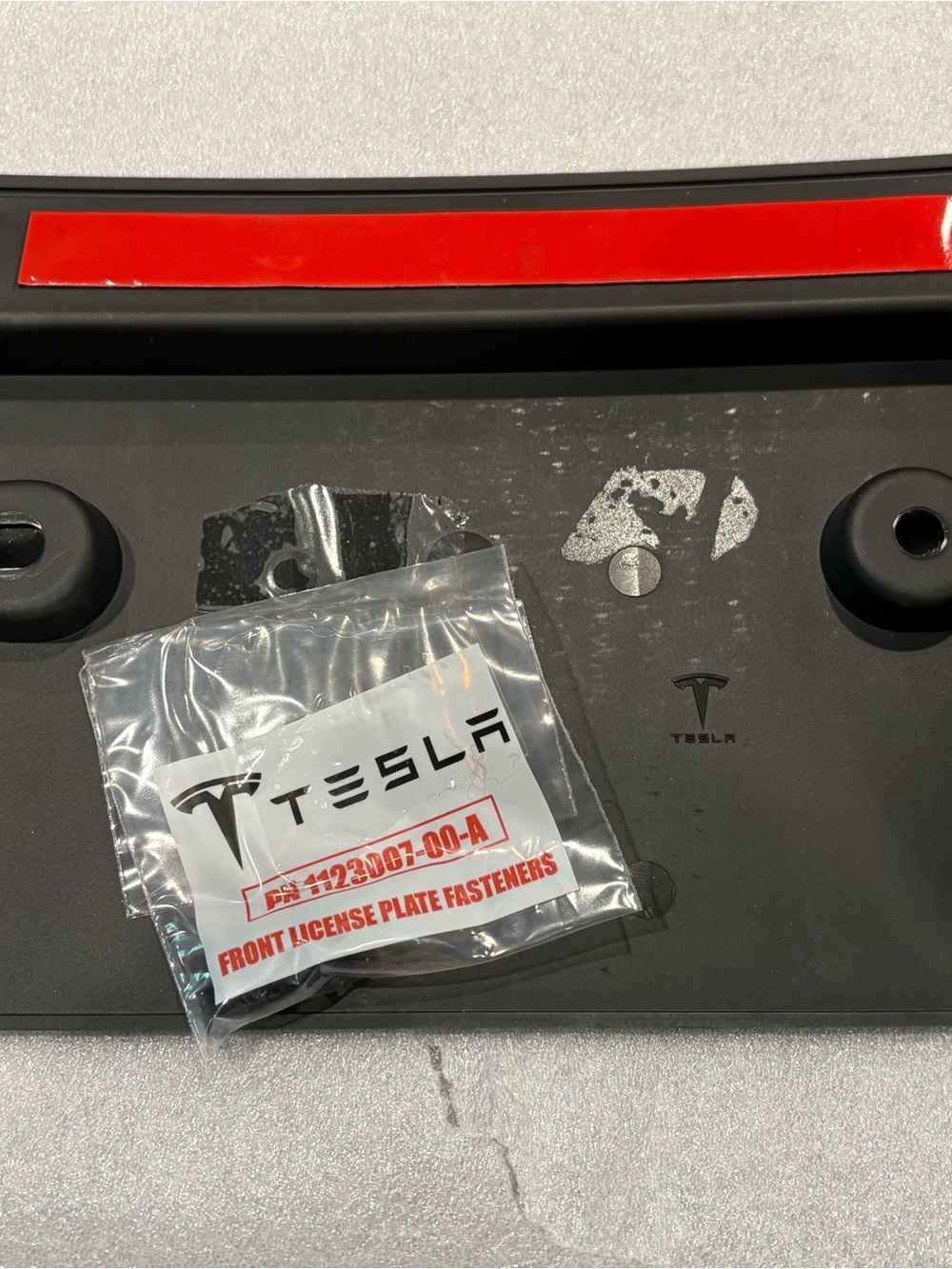 Tesla Black License Plate Bracket With Reflector Strips